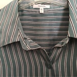 Maurices Teal Green Stripe Button Up Shirt